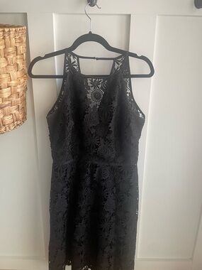 White House Black Market Black Lace Midi Dress